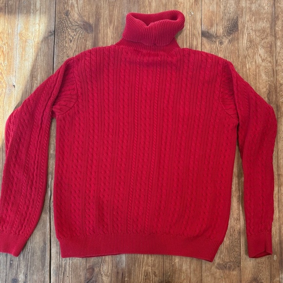 Jeanne Pierre Women’s 100% Cotton Cable Knit Turtleneck Red Sweater Small‎ EUC - Picture 6 of 7
